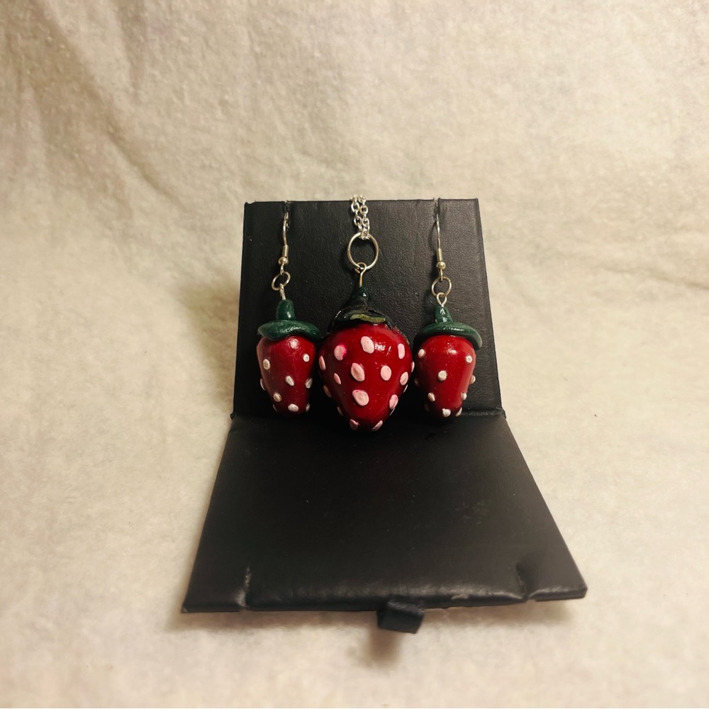 Strawberry Earrings & Necklace set
